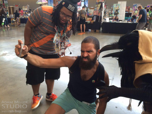 rah-bop:  Some photos of my kenku costume at Anthrocon 2016, taken by @adammillerstudio! Oh boy did I ever have a lot of fun! The other raven in these photos is @qawstume and the snowy owl we are mobbing is @crystumes, who made both of the blanks that