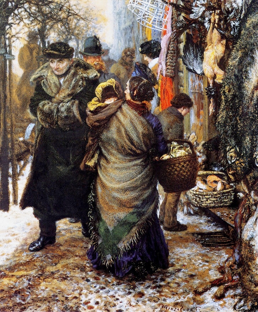 Adolph von Menzel (Breslau 1815 - Berlin 1905); Market in Winter, 1862; gouache and
