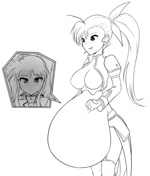 For their sketch this month Black Vivio requested Vivio (from Magical Girl Lyrical Nanoha) having eaten Einhart Stratos.