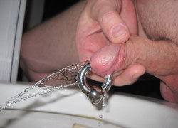 Thought I&rsquo;d throw out another pissing photo with the new jewelry.  It&rsquo;s just as messy as the old stuff&hellip;