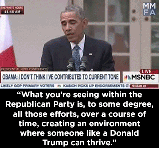 mediamattersforamerica:  Spot-on.   And them trying to get the foundation republicans to bash him is too little too late.