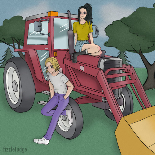 I wanted to draw a tractor, and then I wanted to draw Aoyama and Yaoyorozu, so there it is. Maybe th