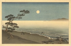 beifongkendo:Moon at Suma beach, by Arai Yoshimune (1930).