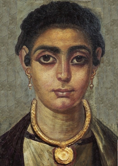 spiritsdancinginthenight:Mummy Portrait of a Woman, Fayum, Egypt, 130-160 A.D.