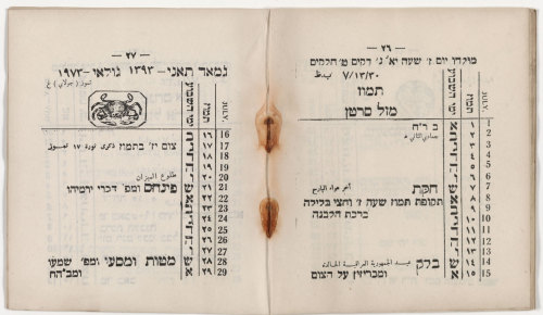 ofskfe:Hebrew Calendar from BaghdadAfter the invention of printing in 1440, Jewish communities world