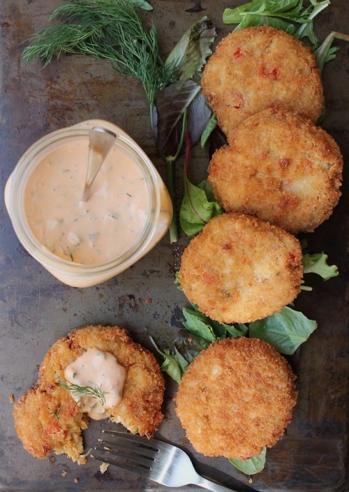 Vegan Crabless Cakes with Dill Remoulade