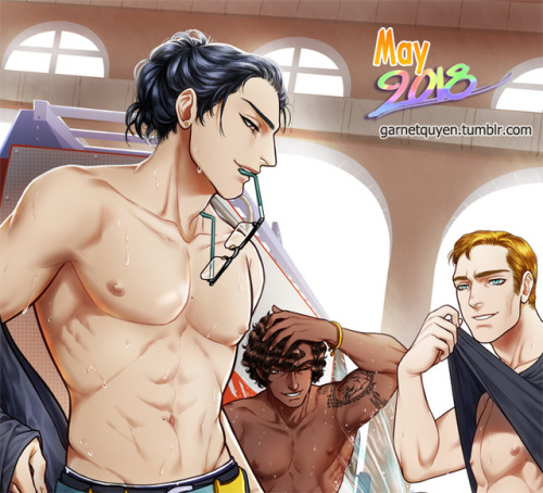 *FANS SELF REAL HARD!* Has summer come already?! Also, Viktor, that much water won’t do a thing to c