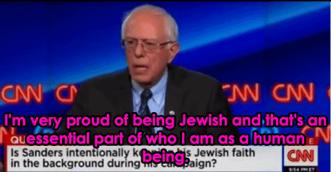 nevaehtyler:  Bernie Sanders’s incredibly moving answer on his Judaism  Bernie Sanders would be the first Jewish president in American history, but he doesn’t talk about it much on the campaign trail. On Sunday Anderson Cooper asked him whether he