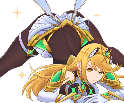 Pyra and Mythra doing the Jack-O crouch pose