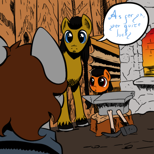 askdarkpony:  Ahm sure ah can accomodate ta yer needs. [Ask Dark - 814] Guest panel made by roro-oh-lala  Gosh, look what lil’ guy has grown! ^w^ 