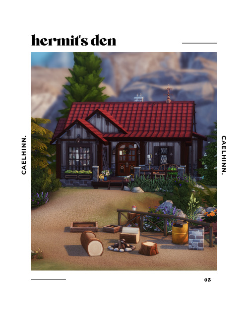 hermit’s den. a hidden lot by caelhinnhidden deep in the woods was a tiny wooden house, built on a h