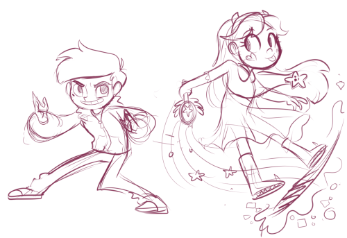 sharkie-19:Star and Marco sketches. :I