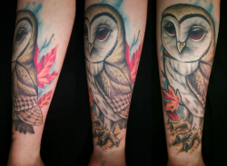 fuckyeahtattoos:  Barn Owl - Evan Lovett