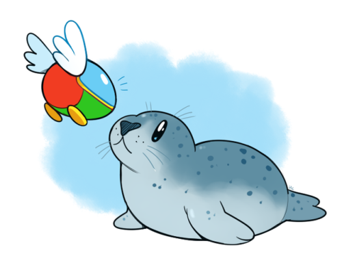 (Ko-fi doodle) A seal meets opa-opa!You can get a drawing too, for just $12! Check out my ko-fi page