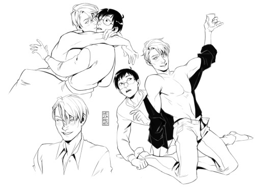 me-za-me-ro: New YOI sketch dump. Be careful, there is drunk Vitya on the last one!