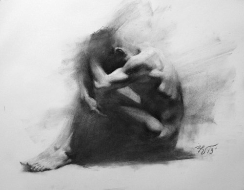 Zimou Tan (Chinese, b. Canton, China) - Male Figure Drawing, 2013  Drawings: Charcoal Pencil, Willow