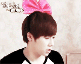 himegyu:  sunggyu + pink headbands (ft. fluffy black earmuffs) 