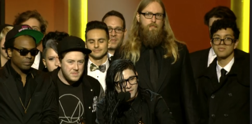 skrillex and co  like he said “yo… none of the rappers showed up. we had to come rolling deep” lol