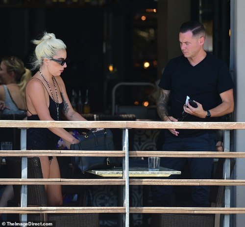 July 28, 2019 - Lady Gaga and her monitor engineer Dan Horton, at Granville restaurant in Studio Cit
