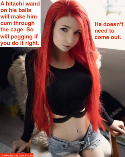 A hitachi wand on his balls will make him cum through the cage. So will pegging if you do it right.He doesn’t need to come out.