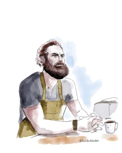 twisteddoodles:  Drew Tormund as a barista.