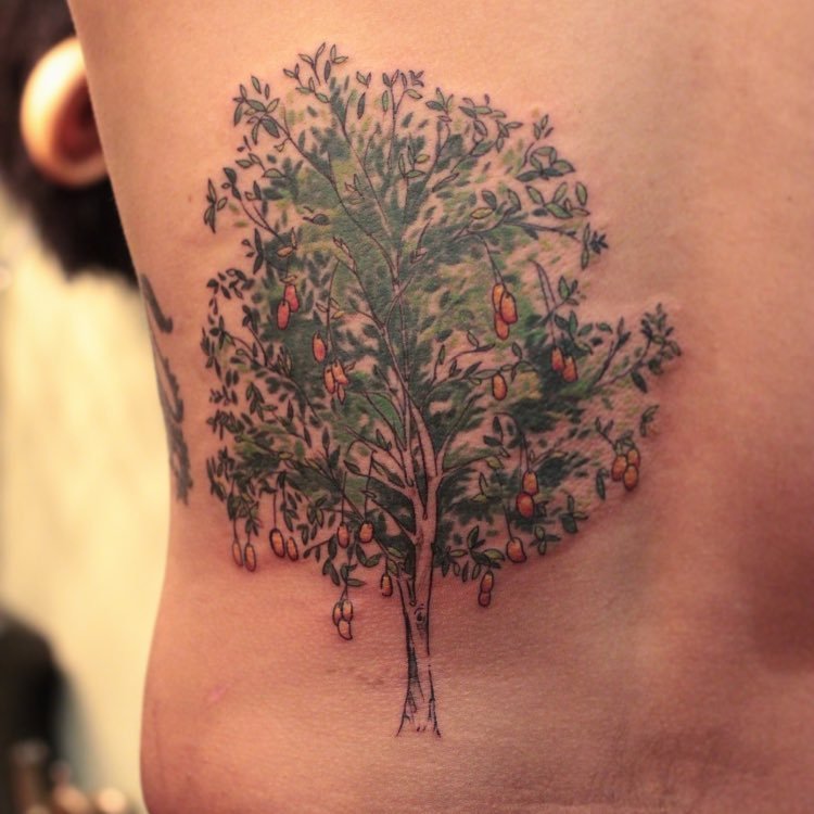 Red Baron Ink Tattoo  marialeontattoo did this fun Mango tree today