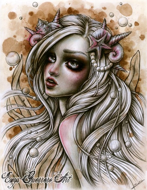 ‘Sea Princess’ (Colored Sketch)Color pencils, watercolors and ball pens on Opalina Paper.This new pi