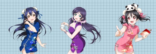 Tumblr headers of the unidolized china dress set + organized by color trios! Please reblog if you us