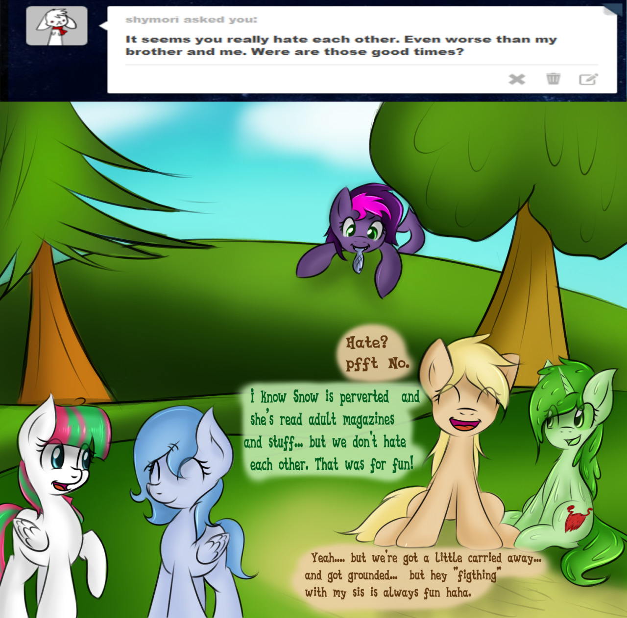 askshinytheslime:  Snow: Wait what, you know? Minty: Yeah i know you like that thing
