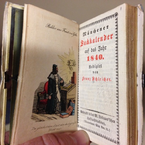 1840 almanac for a lady, in a decorated binding with a mirror inside the front cover.Schleicher, Fra