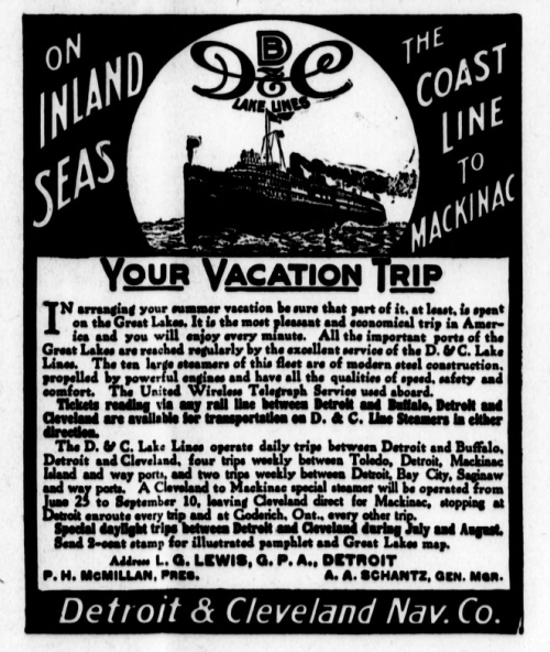 Your vacation trip to Mackinac (Chicago Eagle, 1909)