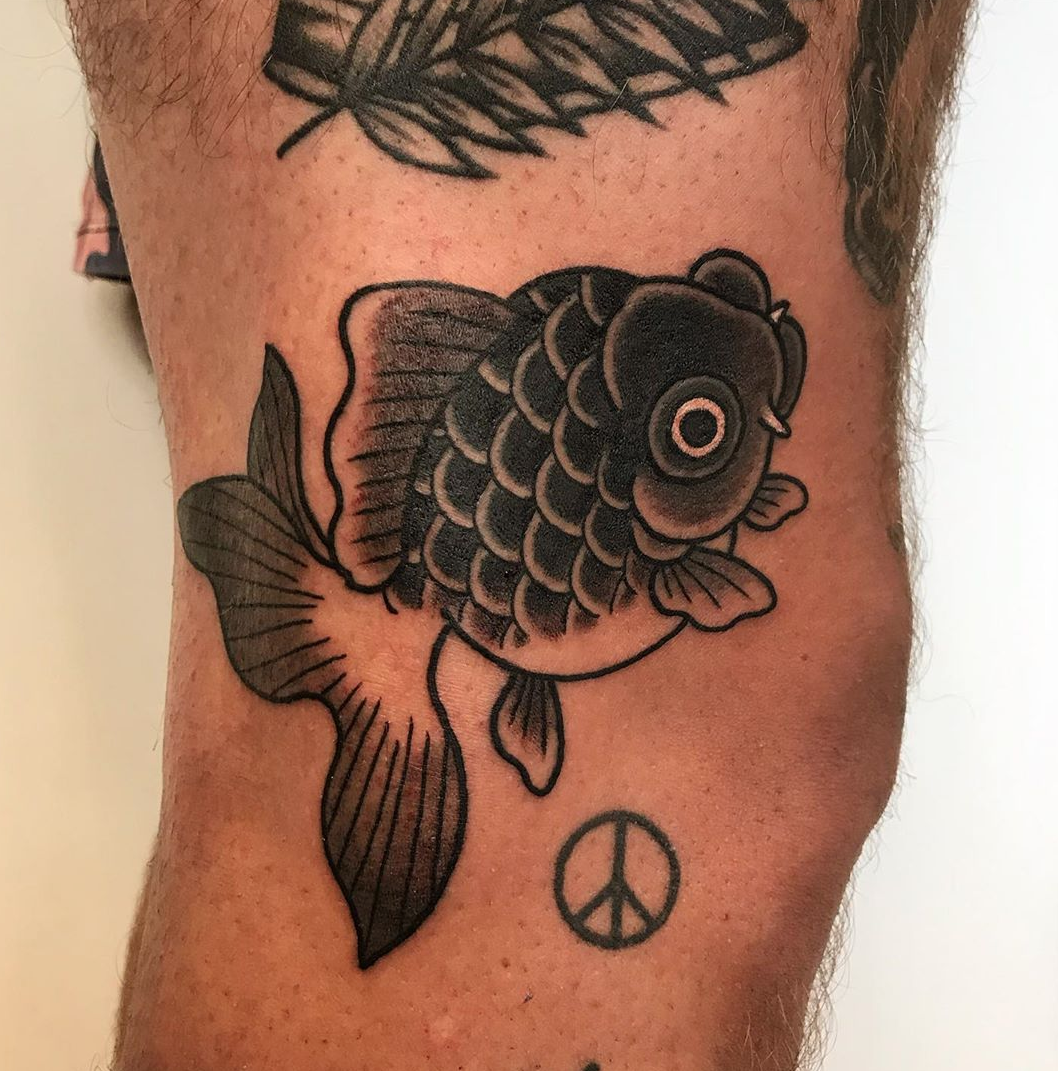 Gold fish traditional – Starry Eyed Tattoos and Body Art Studio
