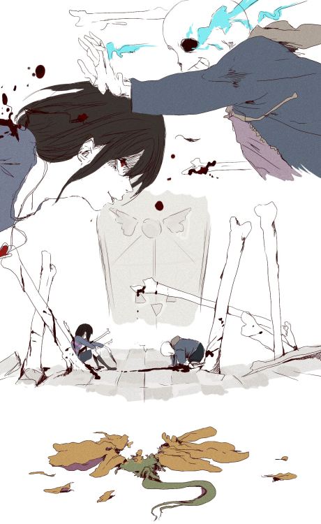 bossmonsterbani:  Too many genocide route doodles (つ∀<。) *kicks herself in the lazy bunny butt* 
