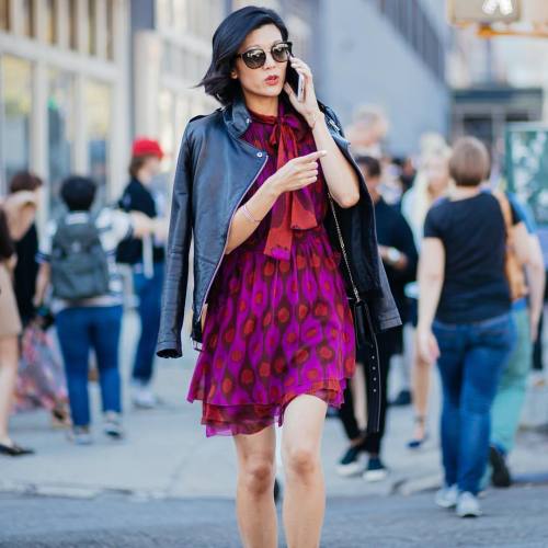 @heymichellelee ✖️ #jeffthibodeau ^ - #michellelee outside #michaelkors show in #NYC during #NYFW #S