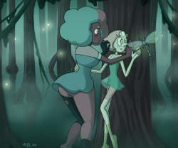 spinelstar: How this went down: me: what’s up with sardonyx and dragonflies anyway me: what, was pearl and garnet’s first fusion in a swamp or something hahaha me: me: actually wait that would be hot  So um yeah enjoy. (Click for better quality.)