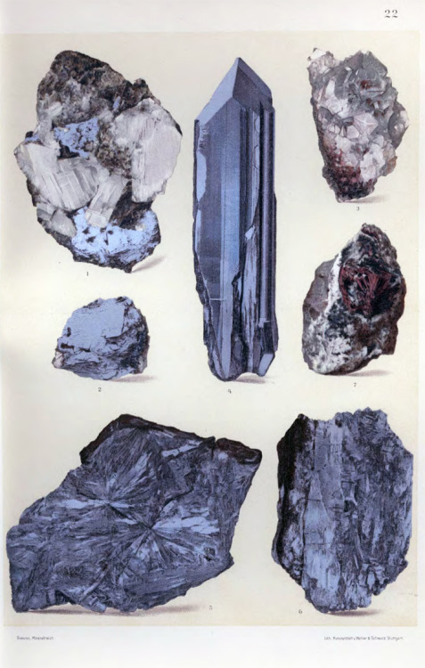 Antimony ore, from The Mineral Kingdom by Dr. Reinhard Brauns, 1903. Germany. Find the complete book