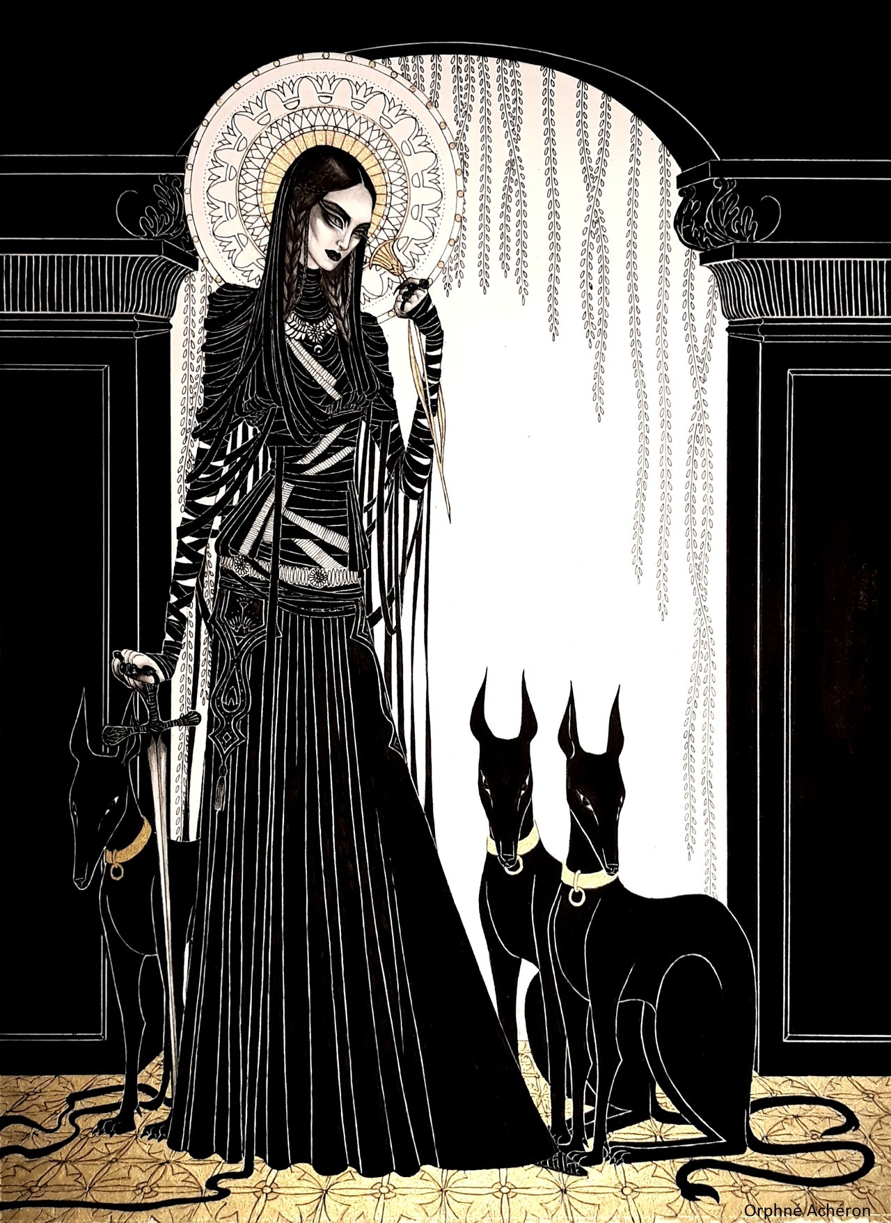 orphneacheron: LAST DAY BEFORE THE NIGHTFALL.XXXI.I.MMXVIII.  pencil, ink and gold.