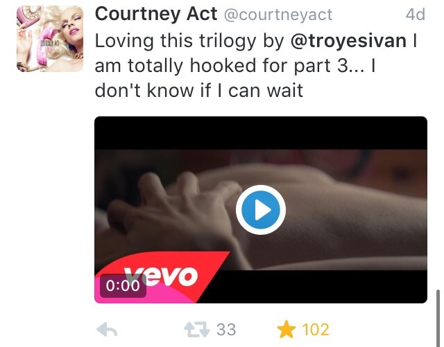 troyleryay:  courtney act is such a troye stan