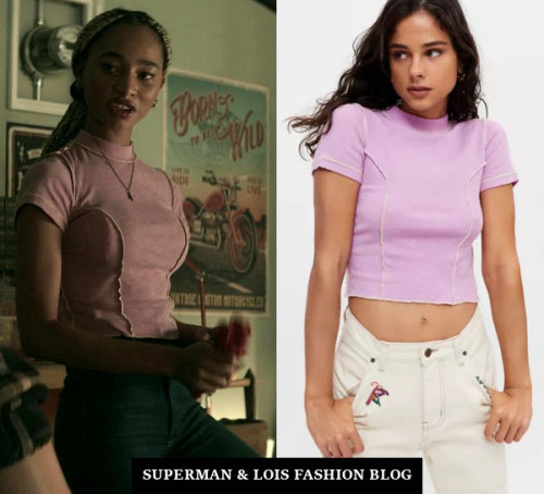 Who: Tayler Buck as Natalie IronsWhat: BDG at Urban Outfitters Katie Seamed Baby Tee in Lilac - $34.