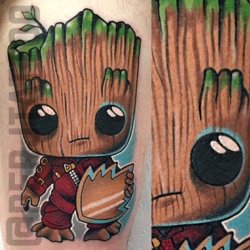 Here’s a Groot pop! from this week, made with @worldfamousink