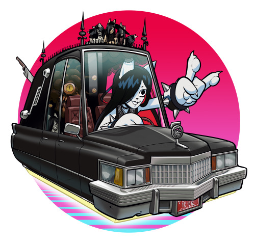 dat-soldier:  Corriveau in her totally canon hovering goth hearse that will absolutely appear in the comic some time for sure (trust me)  