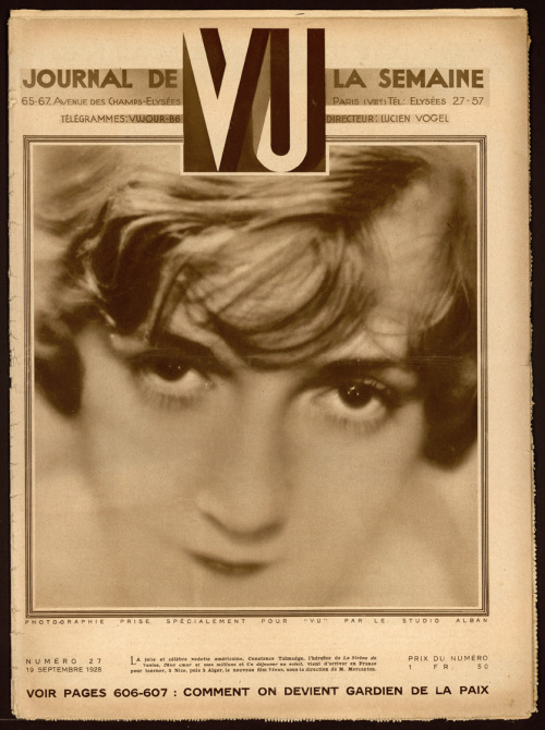 Constance Talmadge, Vu, 1928Alban Studio :: Constance Talmadge, Vu nº 27, 19 septembre 1928. | src M