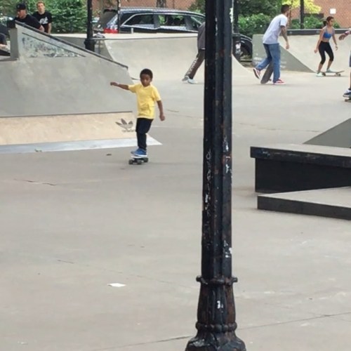 This kid warmed my heart. It was his first time at the skatepark and he was so fearless . He had a m