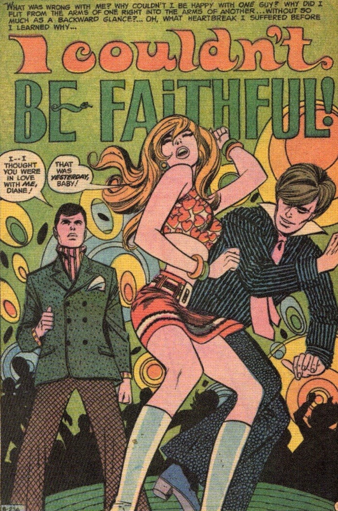 musicbabes: I Couldn’t Be Faithful ! Girls’ Romances (DC) #144  Oct. 1969. 