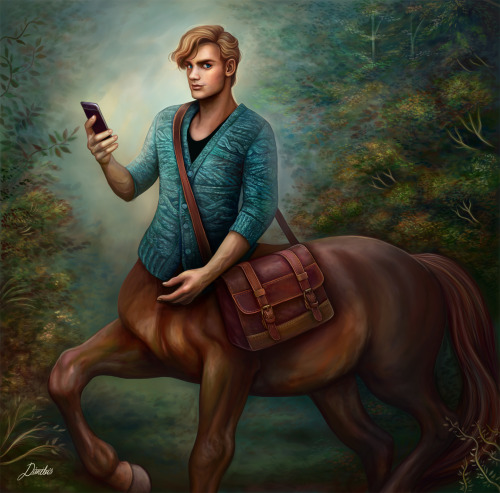  I did an art trade with @frankly-art  and I painted his Centaur character, Anderson in a semi-reali