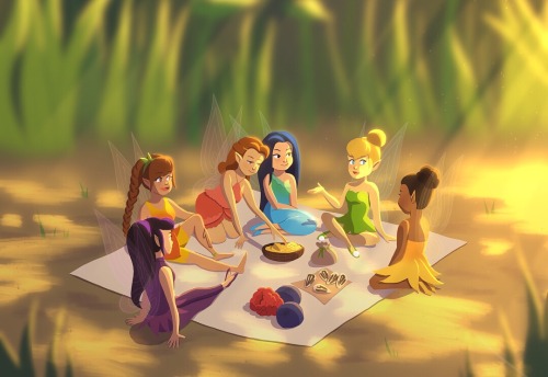 rosabeeart:A wee picnic in Pixie Hollow