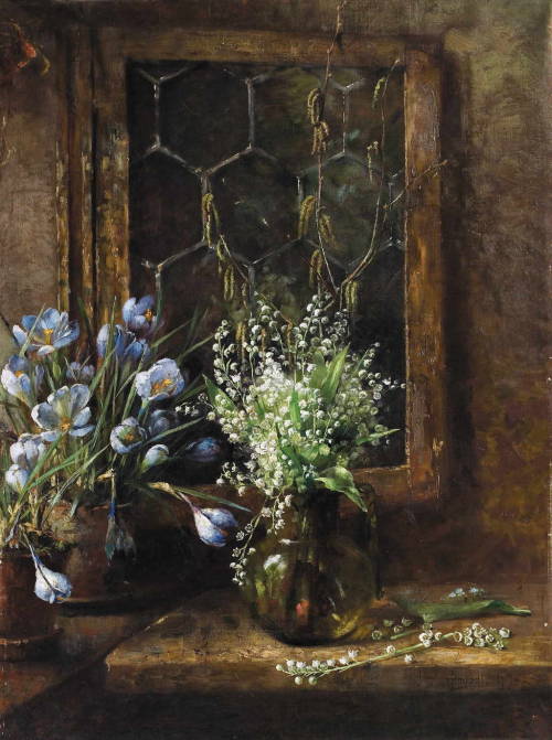 Maria Hildegard Lehnerdt   Still life with lilies of the valley and crocuses, 1896