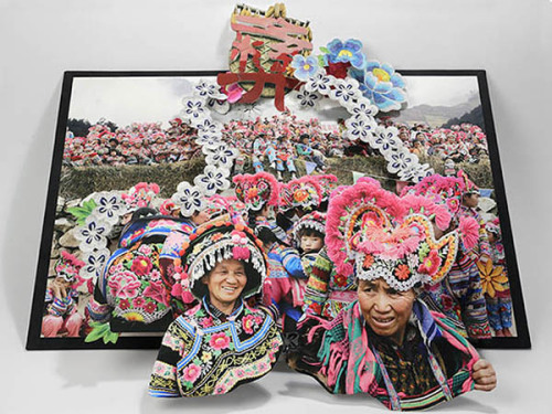Pop-ups by Colette Fu from her series We are Tiger Dragon People depicting the minority peoples of Y