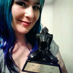 mistressaliceinbondageland:  I love my BEST BONDAGE WEBSITE trophy!!!   http://www.aliceinbondageland.com