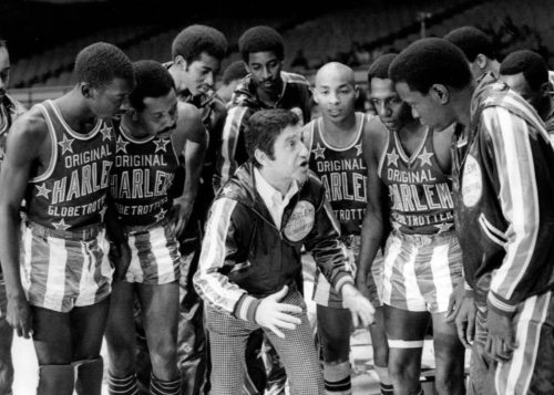 oldshowbiz:Soupy Sales coaching the Harlem Globetrotters